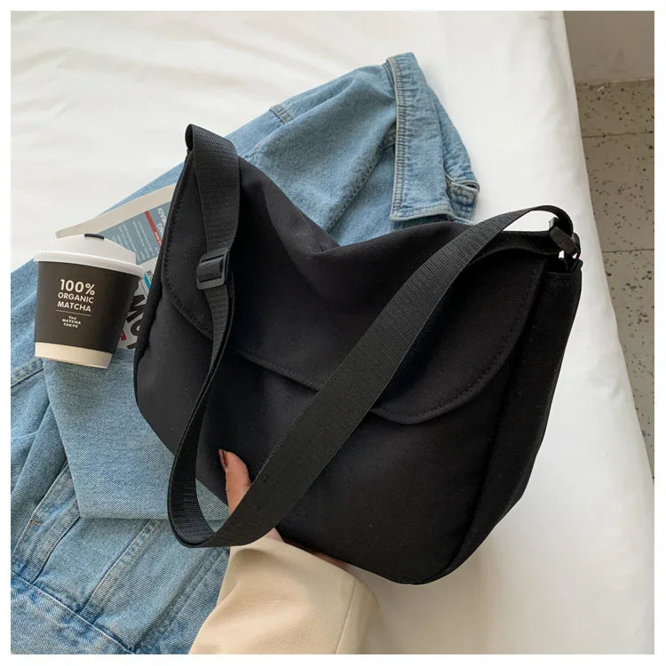 Solid Color Women Crossbody Bag Simple Ladies Shoulder Bag Waterproof Nylon Women'S Handbags Fashion Messenger Bag Women сумка