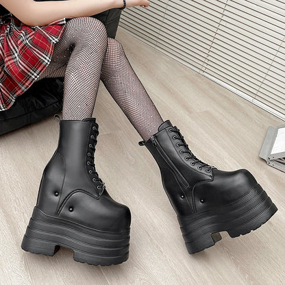 20 CM Women Platform Boots Casual Outdoor Shoes Chunky Simple Design Ankle Boots Cool Nightclub Party Cosplay Shoes