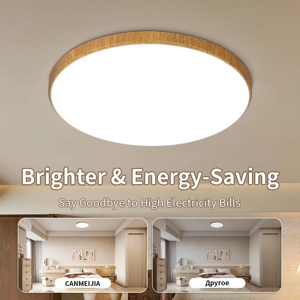 Wood Grain Ceiling Lamp Led Indoor Bathroom Lamps 220V Panel Led Kitchen Lighting for Living Room Waterproof IP44 Ceiling Lights