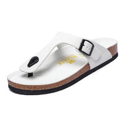 All-match Flats Beach Slippers Mens Thick Sole Men Cork Luxury Sandals Beach Vacation Comfort Shoes Slip on Flip Flops for Men