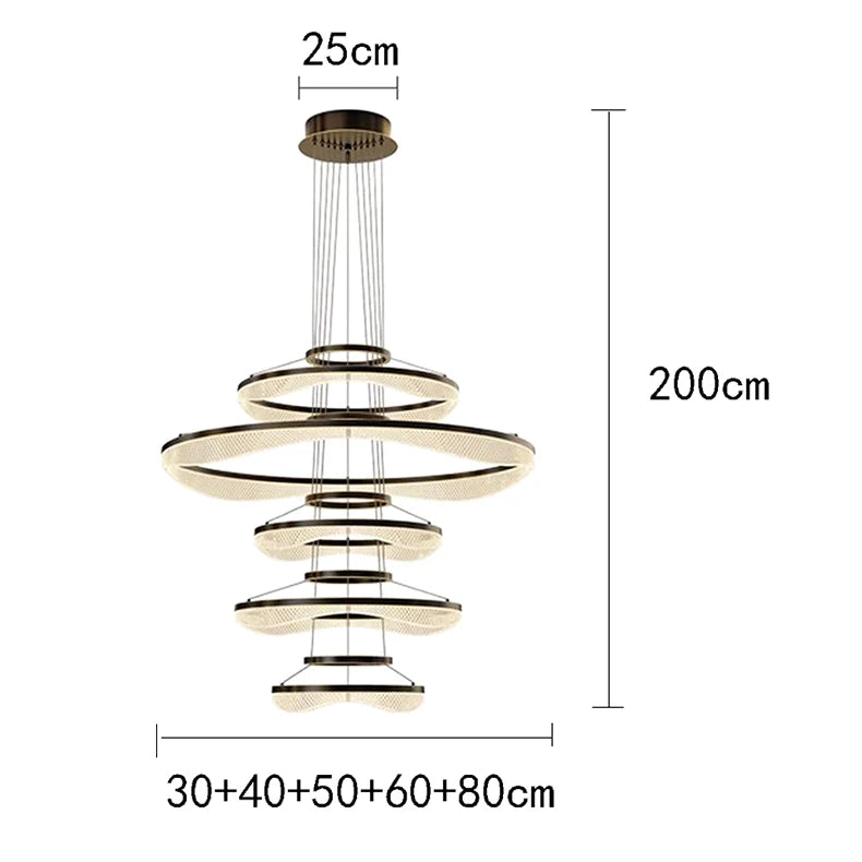 Modern ring stairs led lights pendant light lamps for living room led Chandeliers for dining room hanging light indoor lighting