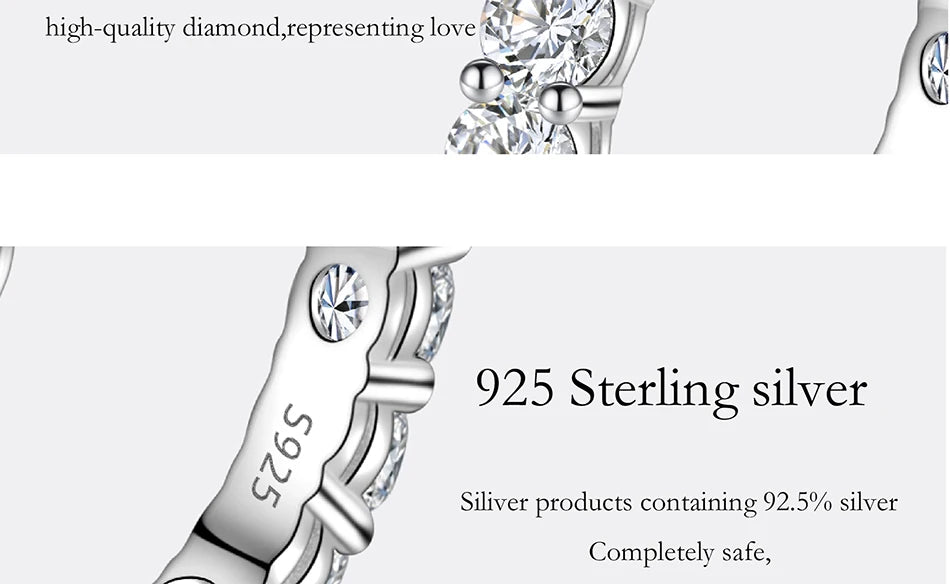 PERFANY 3mm Full Moissanite Ring for Women S925 Pure Silver Eternal Diamond Stackable Engagement Ring Fashion Luxury Jewelry