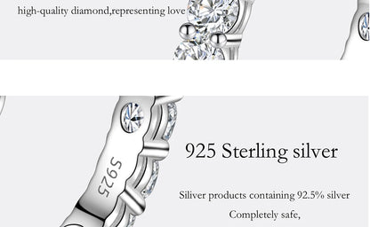 PERFANY 3mm Full Moissanite Ring for Women S925 Pure Silver Eternal Diamond Stackable Engagement Ring Fashion Luxury Jewelry