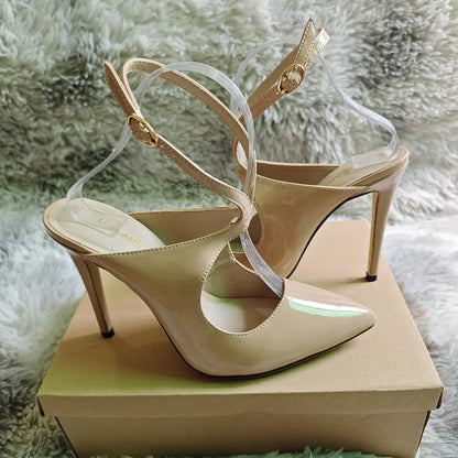 Women Sandals Hollow Jazz Dance Sexy Pumps 11cm Pointed Toe High Heels Ankle Strap Stilettos Nighclub Party Dress Wedding Shoes