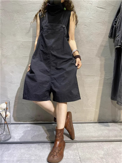 Workwear-style Overalls Shorts For Women Summer Loose Casual Age-reducing Slimming Jumpsuit XY421