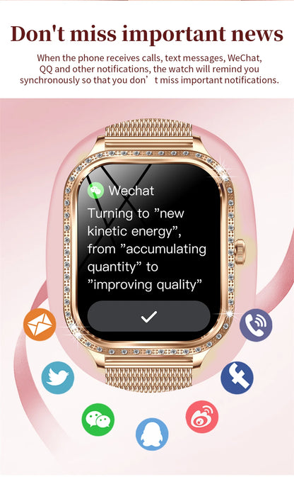 Fashion Women Diamond Watch 1.75 inch 360*360 HD Display Heart Rate Blood Oxygen Monitoring Bluetooth Call Smartwatch 2026 New