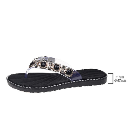 2025 Shoes Woman Spring Summer Thong Flat Flip Flops Comfortable Rhinestone Fashion Opened Toe Luxury Sandals Women Designers