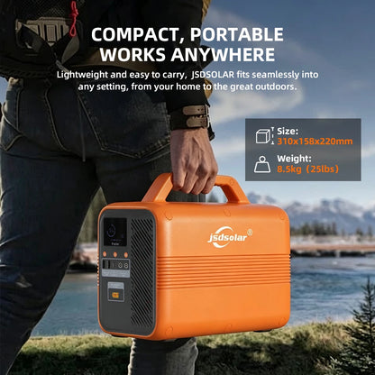 Jsdsolar All-in-one Portable Power Station 1004.8Wh LiFePO4 Battery 500W Solar Generator Outdoor Emergency Power Plant  UPS Pure Sine Wave Fast Charging Power Bank for Home Backup Camping RVs