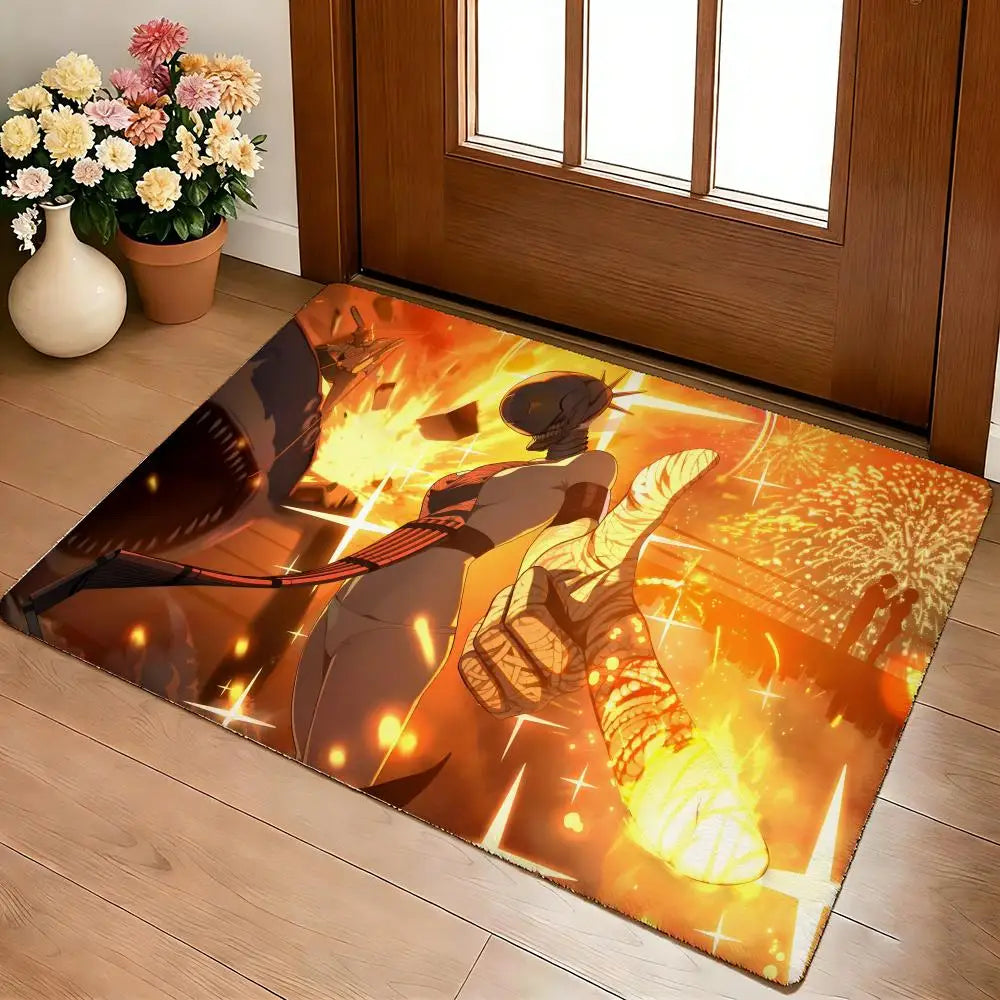 C-Chainsaw Man Floor Mat Cozy Flannel Soft Thick Non-Slip Mat for Living Room Bedroom Kitchen Decor Rugs