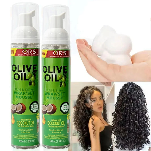 100Ml Olive Oil Hold & Shine Wrap/Set Mousse Soft Curly Hair Mousse Wavy Braids Hair Wrapping Foam Good Smell