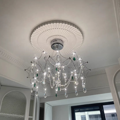 New Stainless Steel Crystal Ceiling Chandelier LED Lamps Living Room Personalized Firefly Shape Restaurant Villa Lights