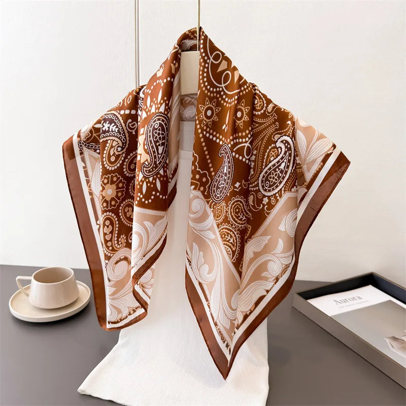 70*70cm Zebra Stripes Print Head Scarf for Women Silk Square Scarves Foulard Bandana Fashion Decorate Hijab Female Neckerchief