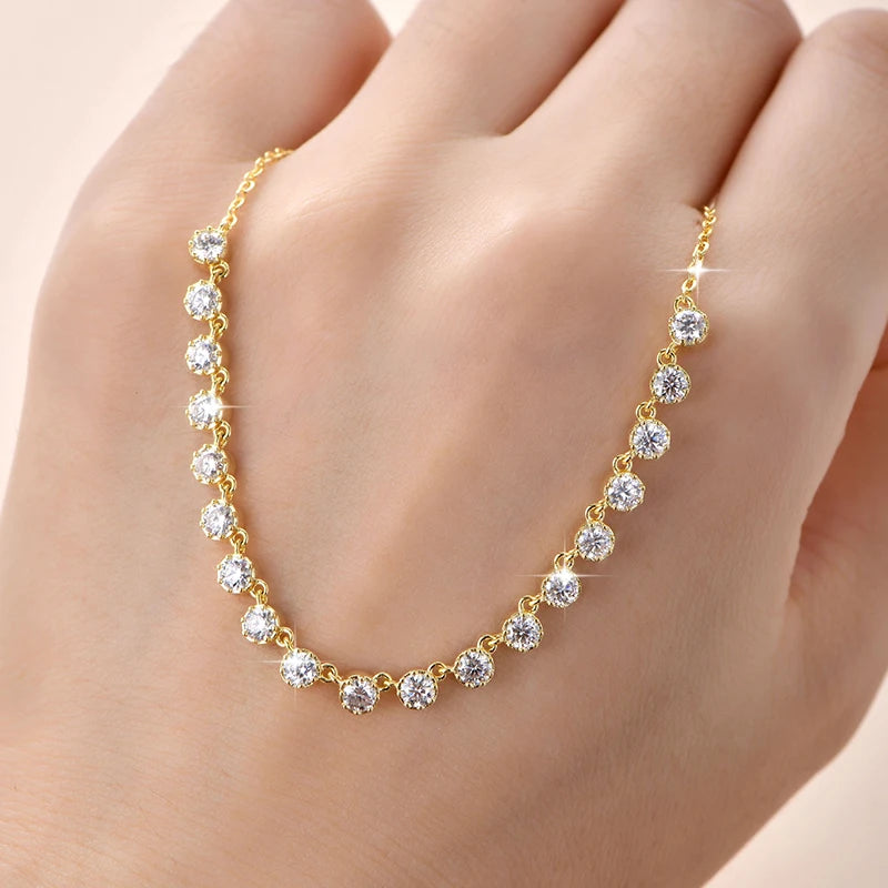 Lnngy Sparkling 3MM Moissanite Bubble-Style Necklace 14K Gold Filled Choker Necklace for Women Wedding Jewelry Accessories