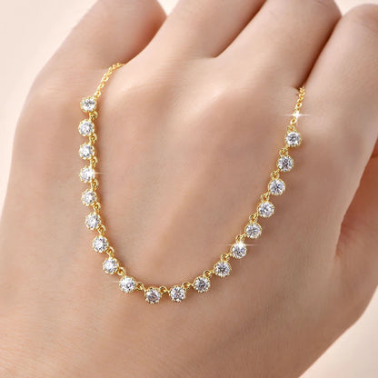 Lnngy Sparkling 3MM Moissanite Bubble-Style Necklace 14K Gold Filled Choker Necklace for Women Wedding Jewelry Accessories