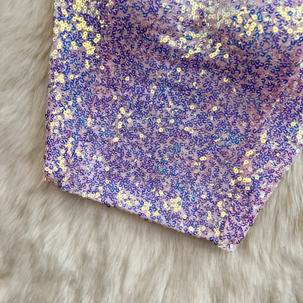 Sexy Sequin Party spaghetti Croset Bustier backless Slim Tanks and Camis Strap Glitter Crop Top Fashion Summer Women Clothes Y2k