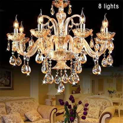 K9 Crystal Candle Chandelier decoration simple chandelier crystal light For Living Room Hotel AC110V~240V 6/8/10/12/15/18 Arms