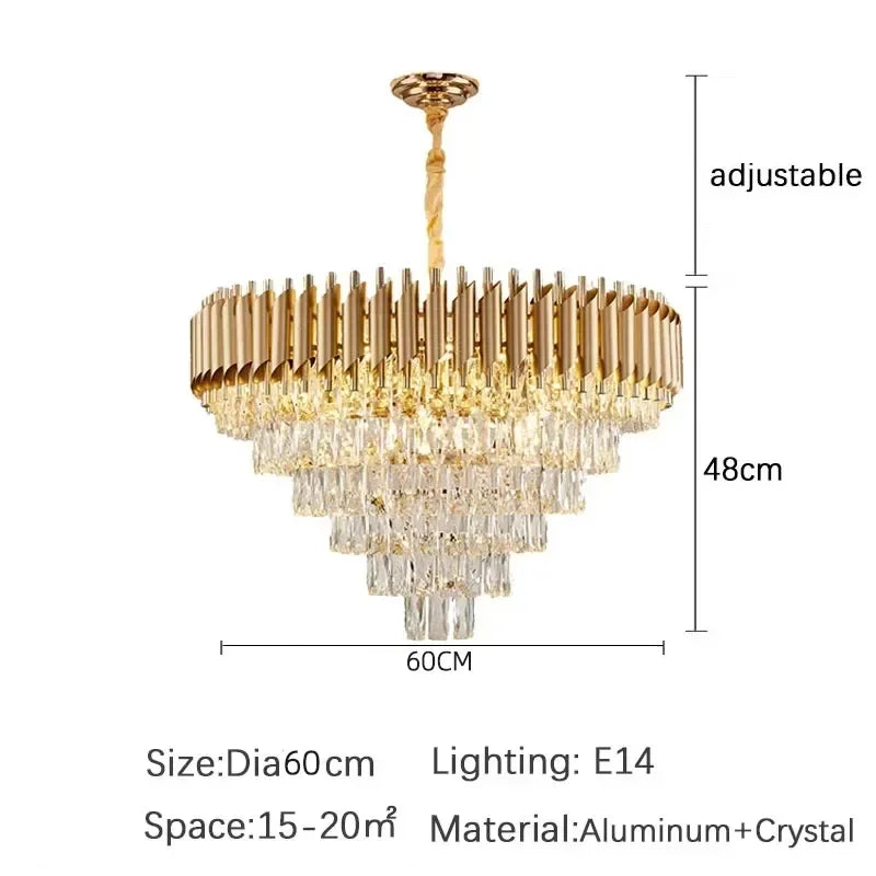 Luxury Crystal Pendant Lamp Modern Villa Living Room Lights Lustre Home Interior Decoration Dining Table Loft Ceiling Chandelier
