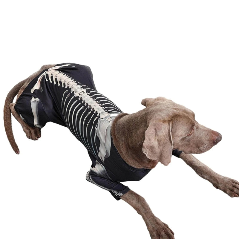 448B Dogs Hoodie Clothes 4Leg Sweatshirt Skeleton Costume Halloween Dog Cosplay Costume Hoody Sweater Medium Large Dog Suit