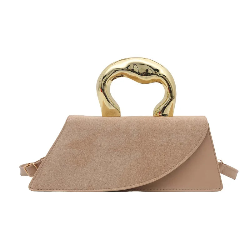 French Style Light Luxury Large Capacity, New Minimalist Design Casual Metal Hand-held Shoulder Crossbody Bags for Women