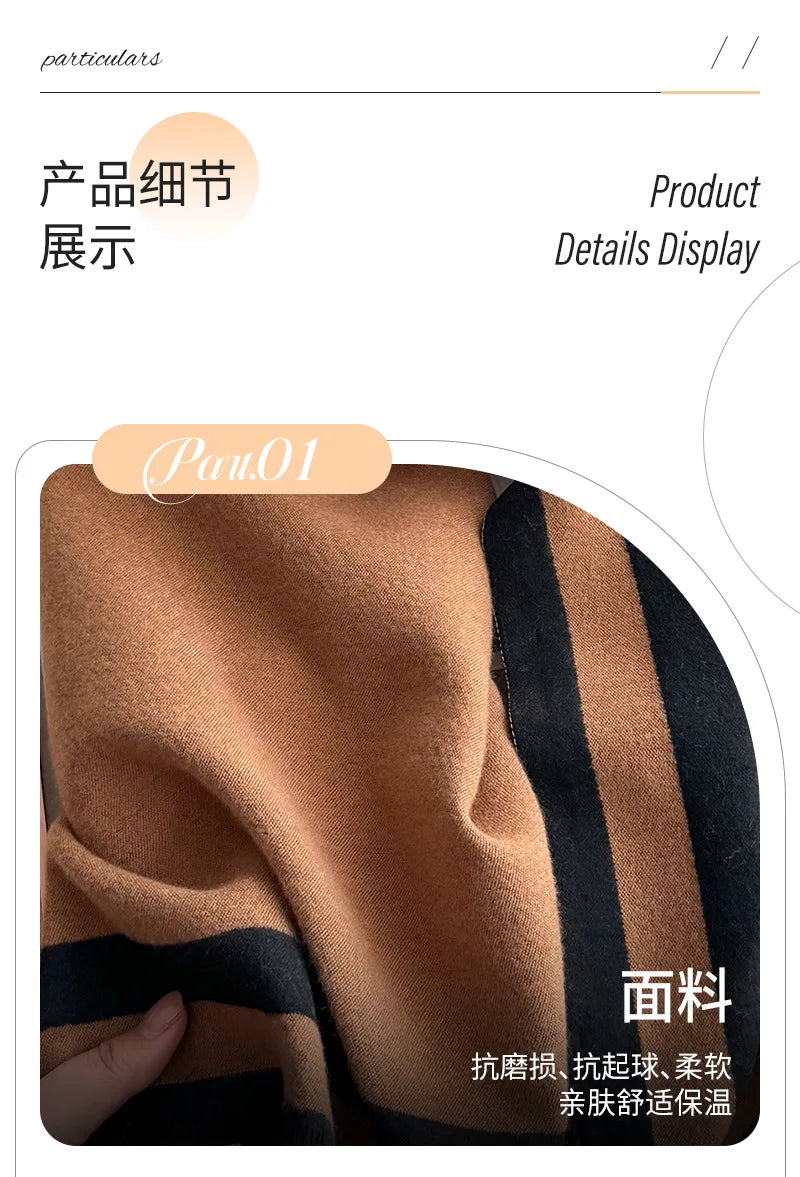 Women's Reversible Two-Tone Scarf, Plush Soft Winter Shawl & Neck Warmer, Double Sided Elegant Fall Wrap