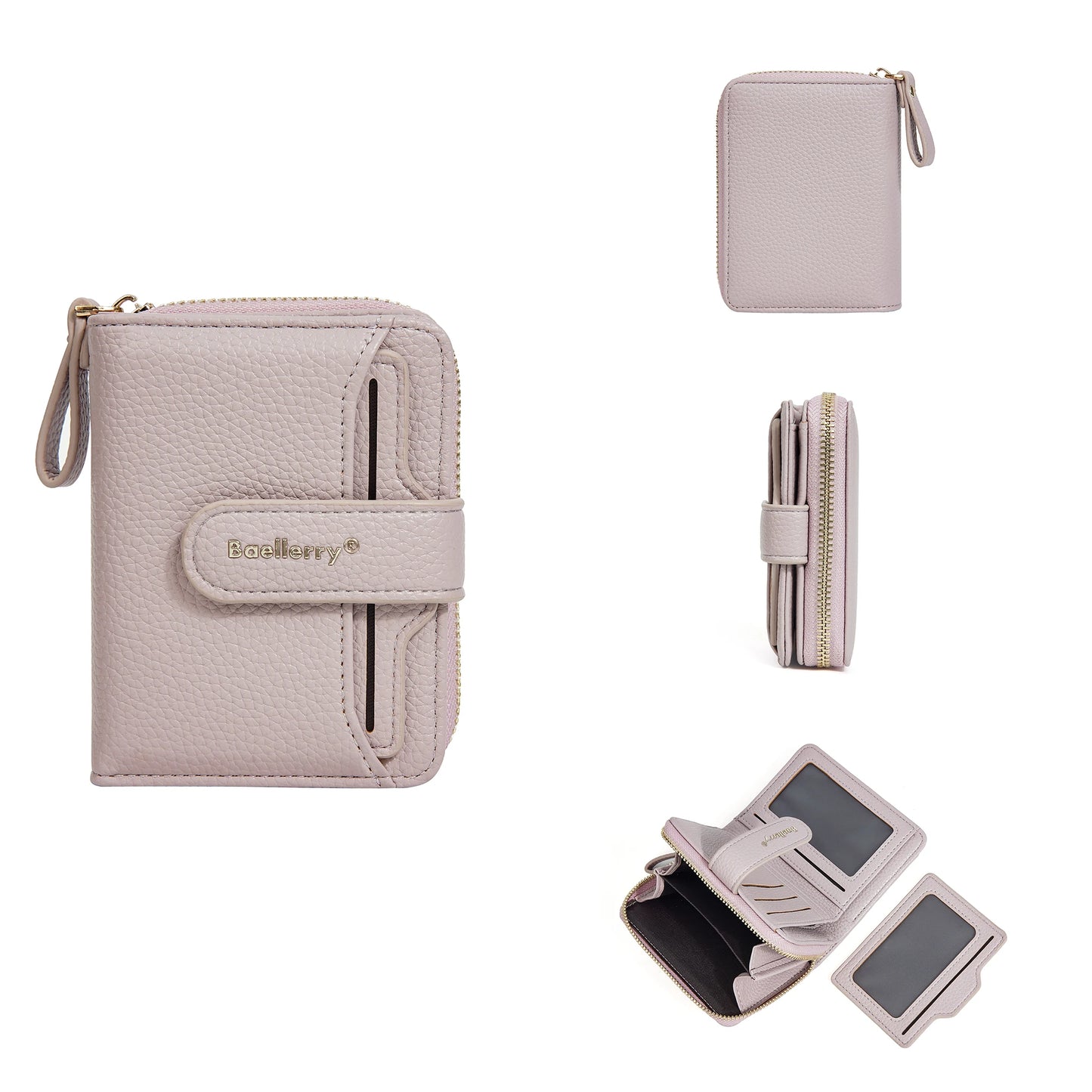 Baellerry Women Stylish Zip Around Card Wallet Multi-Functional RFID Blocking Purse 6 Card Slots and Coin Pocket Minimalist Gift