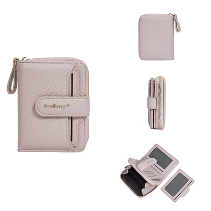 Baellerry Women Stylish Zip Around Card Wallet Multi-Functional RFID Blocking Purse 6 Card Slots and Coin Pocket Minimalist Gift