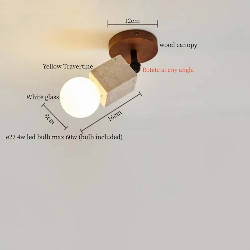 IWHD Japan Wabi Sabi LED Ceiling Lights Bedroom Bathroom Corridor Home Lighting Yellow travertine Ceiling Lamp Lampy Sufitowe