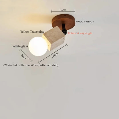 IWHD Japan Wabi Sabi LED Ceiling Lights Bedroom Bathroom Corridor Home Lighting Yellow travertine Ceiling Lamp Lampy Sufitowe