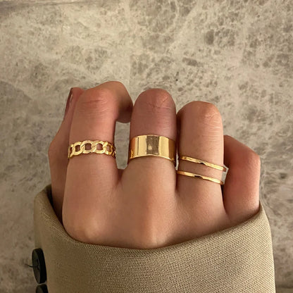 Boho Gold Color Rings Set For Women Fashion Cubic Zircon Heart Star Moon Flower Finger Rings Female Simple Trendy Jewelry Gifts