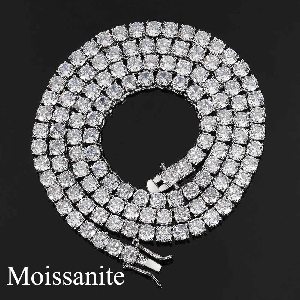 Luxury D VVS1 Moissanite Tennis Necklace 3/4/5/6mm 925 Sterling Silver for Women Exquisite Jewelry Simulated Diamond Gifts