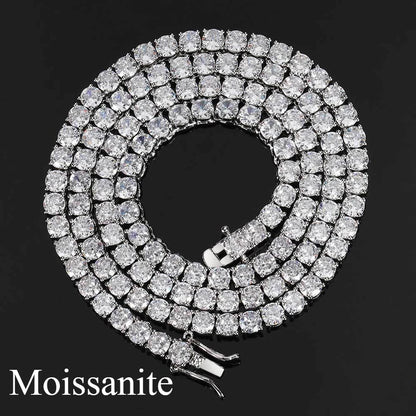 Luxury D VVS1 Moissanite Tennis Necklace 3/4/5/6mm 925 Sterling Silver for Women Exquisite Jewelry Simulated Diamond Gifts