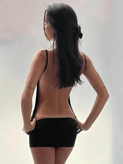 Backless Black Dress For Women Summer Clothing Y2k One Piece Sexi Night Dress Hot Club Outfits Spaghetti Strap Vestido Feminino