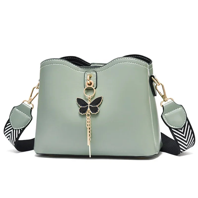2025 Women White Handbag New Designer Butterfly Tassel PU Leather Messenger Bags Ladies Crossbody Female Tote Shoulder Bag