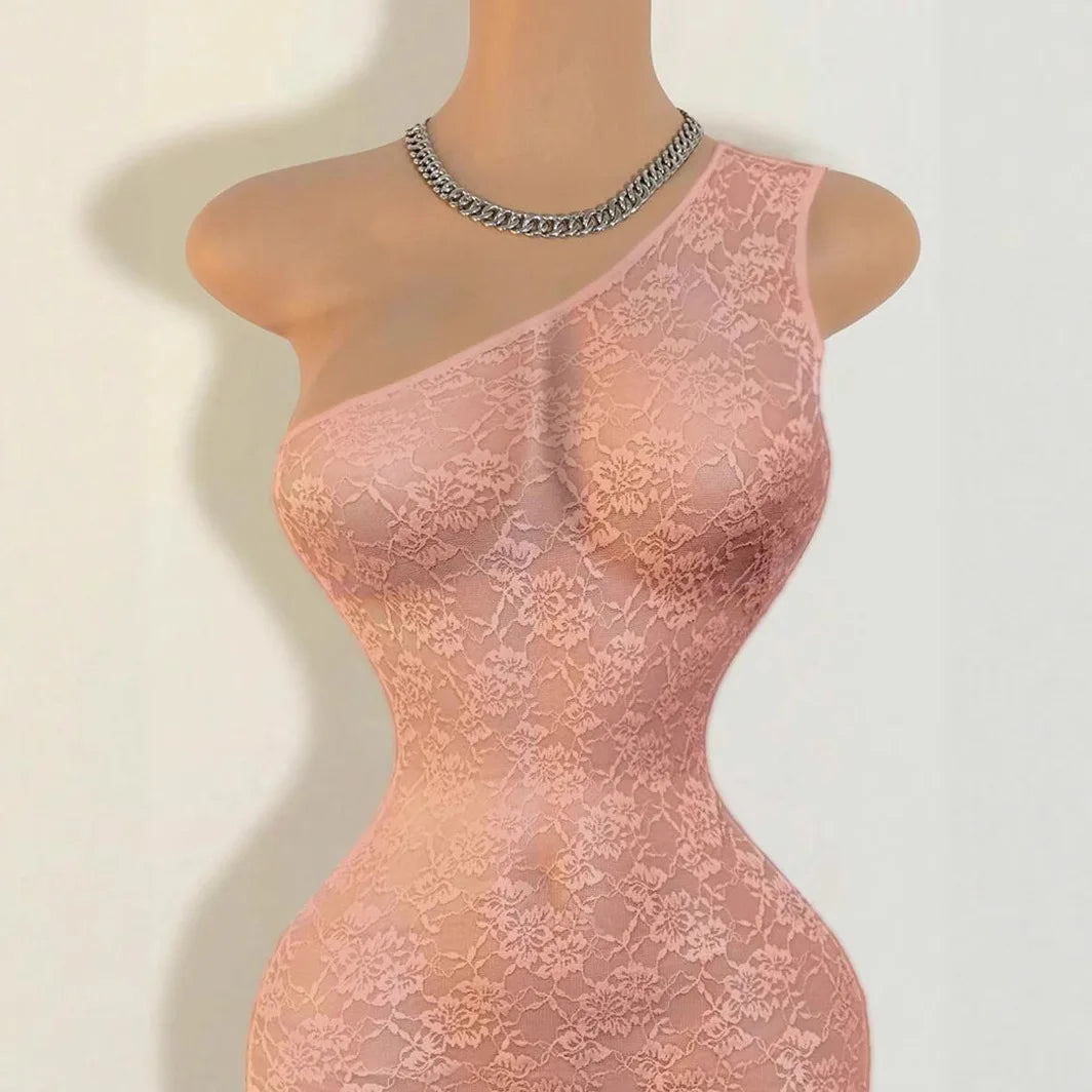Elegant Lace Jumpsuit Music Festival Shoulder Bared Tight Fit Independent Station Cross Border Fashion Summer 2025 Polyester...