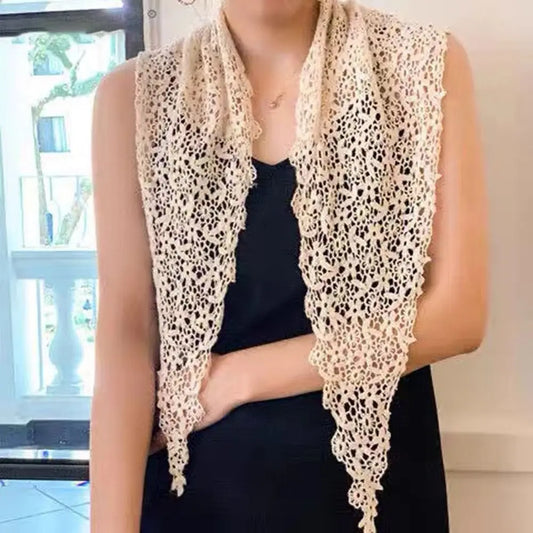 Floral Lace Knitted Crochet Hollow Shawl Sun Protection UV Protection Summer Neck Wrap Evening Prom Cape Clothes Accessories
