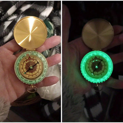 Glow-in-the-Dark Copper Survival Compass Outdoor Camping Hiking Portable Pocket Compass Navigation Survival Tools