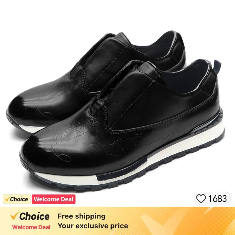 British Genuine Leather Men's Shoes Crocodile Pattern Comfortable Lace-Up Casual Sneakers for Autumn New 2026 Outdoor