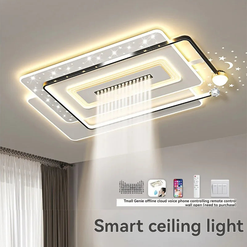 LED Ceiling Light with Spotlights Dimmable Remote Control Modern Living Room Lamp Fandelier Chandelier Smart Lighting