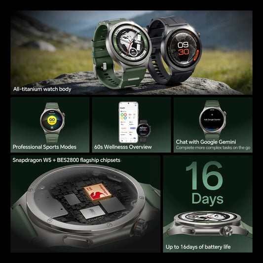 Global Version OnePlus Watch 4 Smart Watch 1.50'' AMOLED Display Snapdragon W5 Processor Up to 16 Days of Battery Life Wear OS