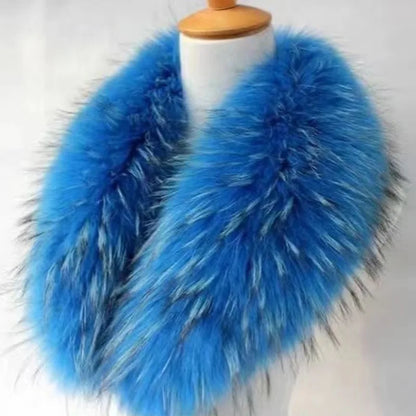 Winter Real Fox Fur Collar Woman Furry Natural Raccoon Fur Scarf Shawls Luxury Neck Warmer Wraps For Coat Fur Scarves Large Size