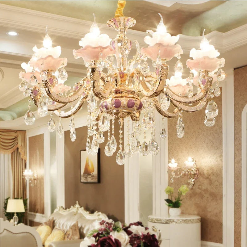 Zinc Alloy Crystal Chandelier Modern Living Room Decoration  Lighting European Restaurant Bedroom Candle  Lamps