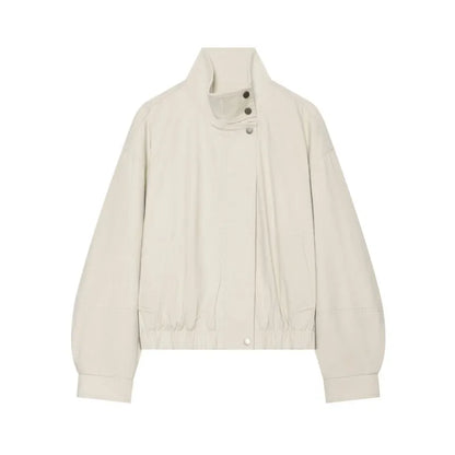 Women's Winter Jacket New 2026 High Neck Long Sleeve Elastic Hem Zipper Pocket Women's Coats Simple Female Jacket