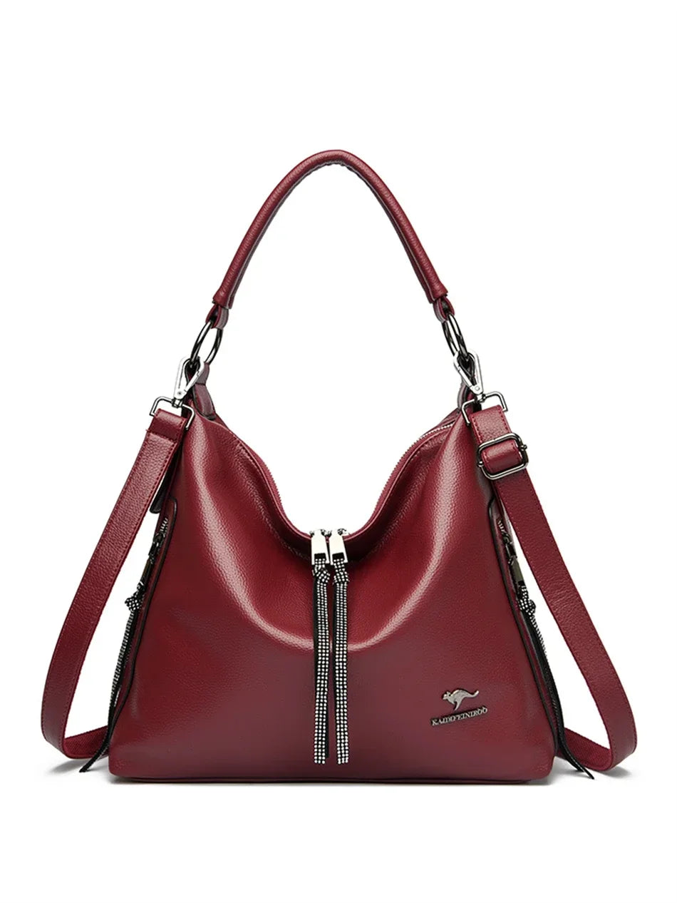 2024 Women High Quality Leather Shoulder Bag Top-handle Bags Casual Large Capacity Messenger Bags Luxury Designe Ladies Handbags