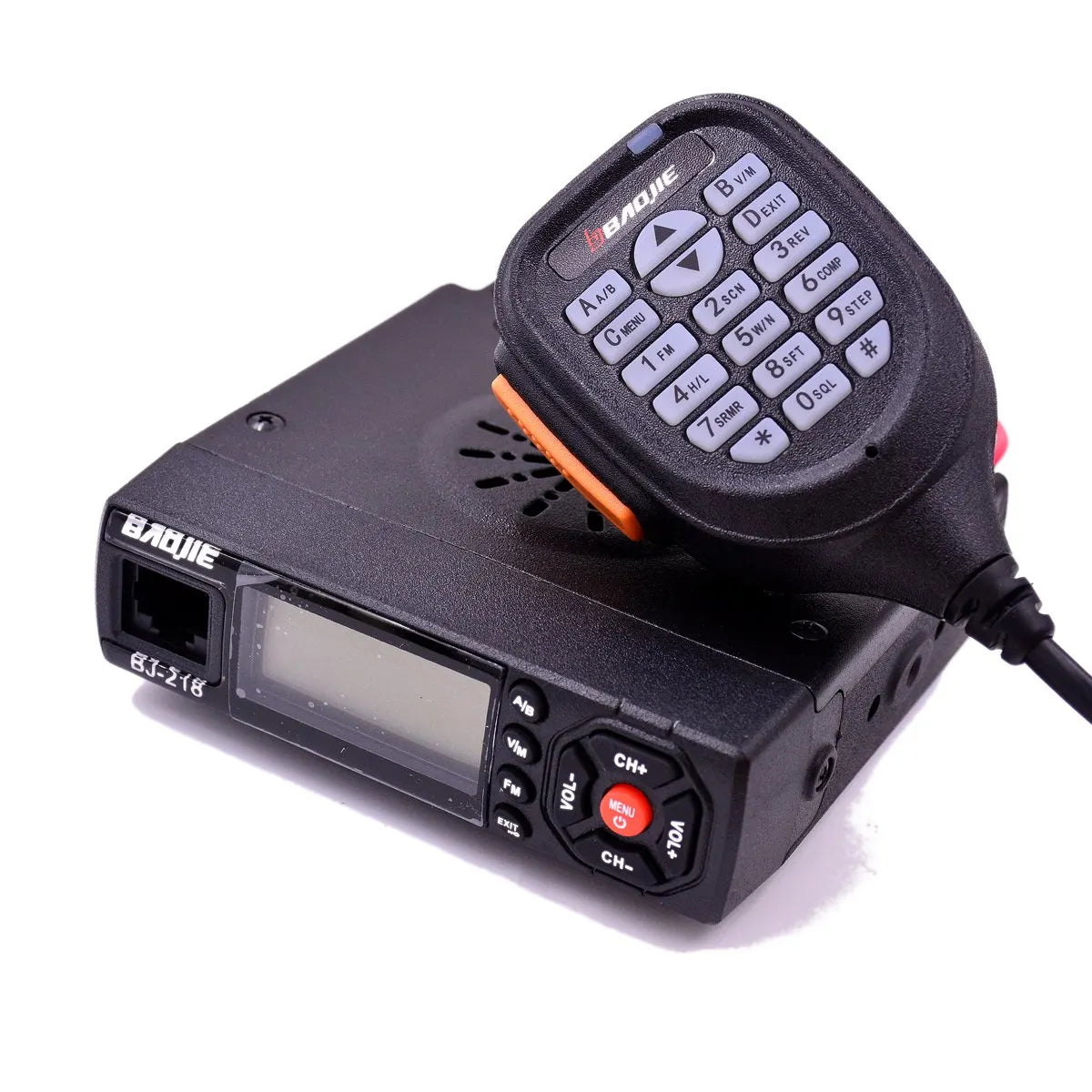 BAOJIE BJ218 Car Trunk Mobile Radio Dual Band 25W 256CH Scan DCS CTCSS Power Cable Keyboard Microphone Wireless Communication