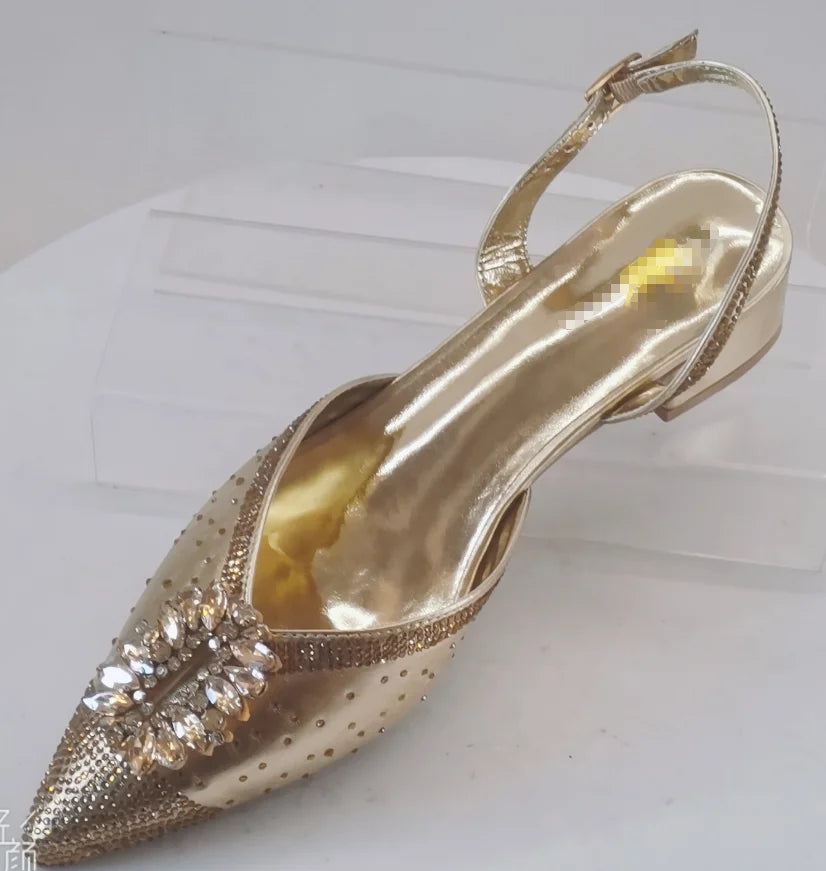 INSIGHTLINK Newest Golden Women High Heel with Bag Set Rhinestones Sandals Party Women's Shoes for Bridal Stiletto Luxury Pumps