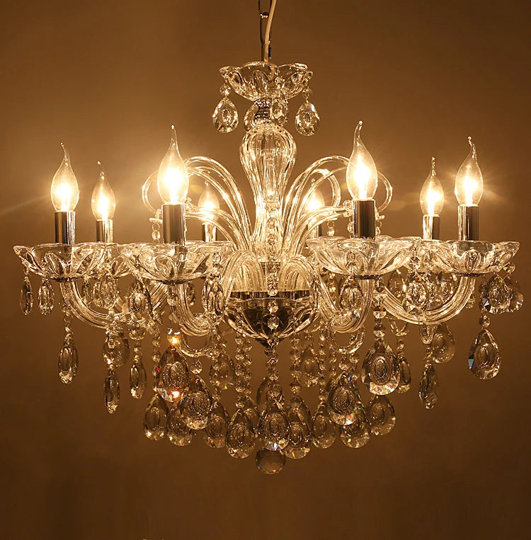 New Modern Candle Cognac Color Crystal Chandelier Living Room Large Light Atmosphere Restaurant Bedroom Lobby Hotel Hanging Lamp