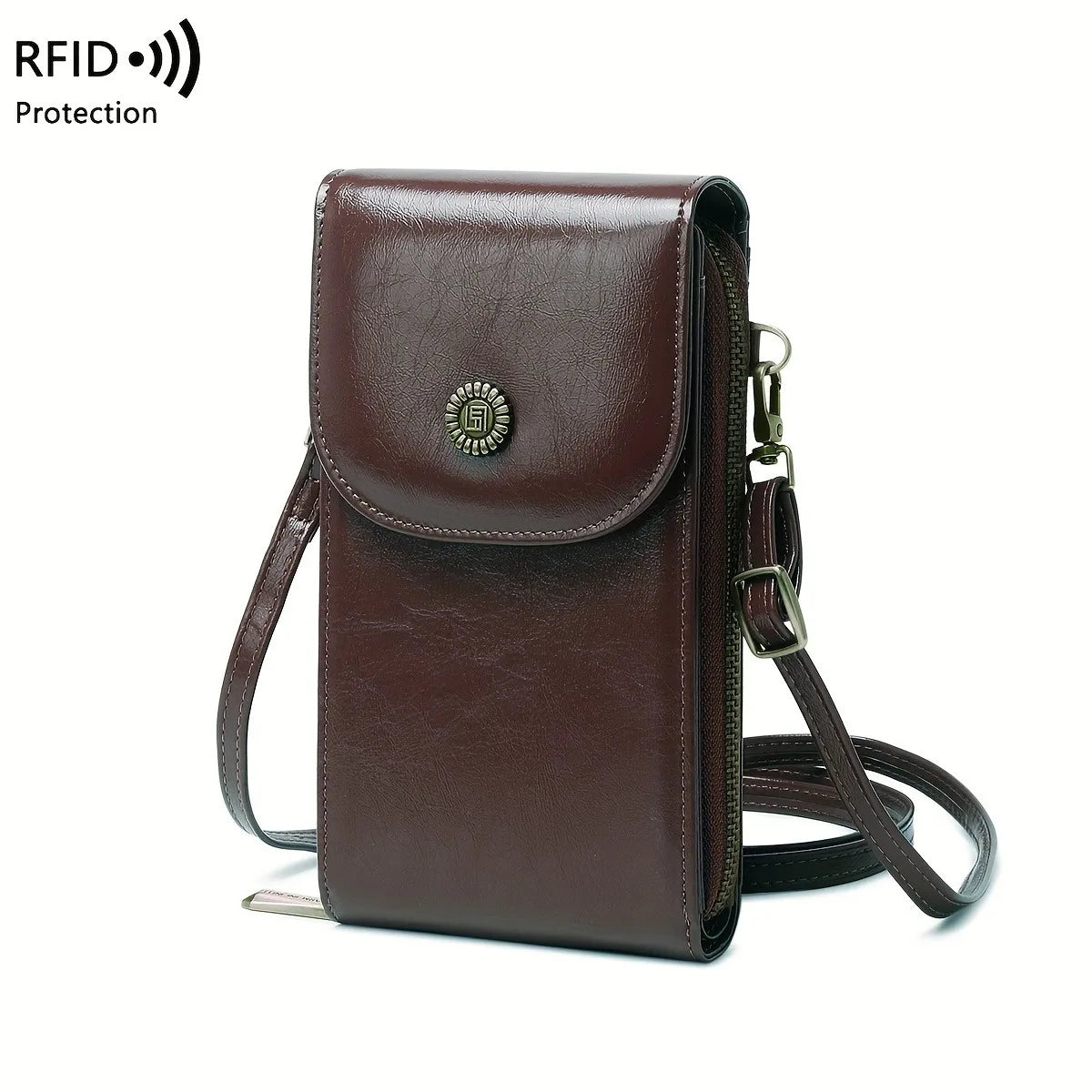 RFID Blocking Crossbody Phone Wallet Soft Leather Wallets Vintage Cell Phone Purse Versatile Female Shoulder Bags Women Handbag