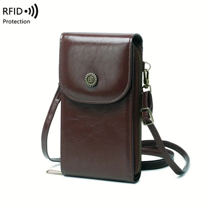 RFID Blocking Crossbody Phone Wallet Soft Leather Wallets Vintage Cell Phone Purse Versatile Female Shoulder Bags Women Handbag