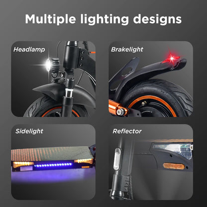 KEPOW T4Pro Electric Scooter Adults 900W Peak Motor 48V 15Ah Battery 25-38 Miles Long Range 25MPH Max Speed 10" Off-Road Tires Foldable Dual Suspension LED Headlight Heavy Duty All Terrain E-Scooter for City Commute 25° Clim