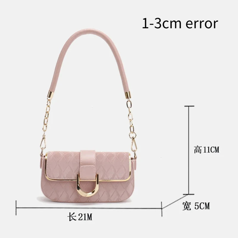 Sweet Pu Leather Women's Shoulder Bag Fashion Design Chain Ladies Underarm Bags Simple Square Female Handbags Crossbody Bag